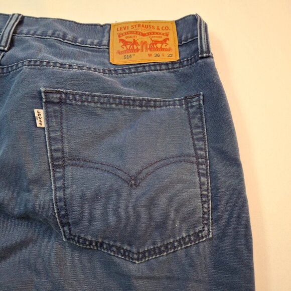 Men's Levi’s 514 Thrashed Sun Faded Pants Vintage Cotton Canvas Patched Distress - Picture 7 of 16